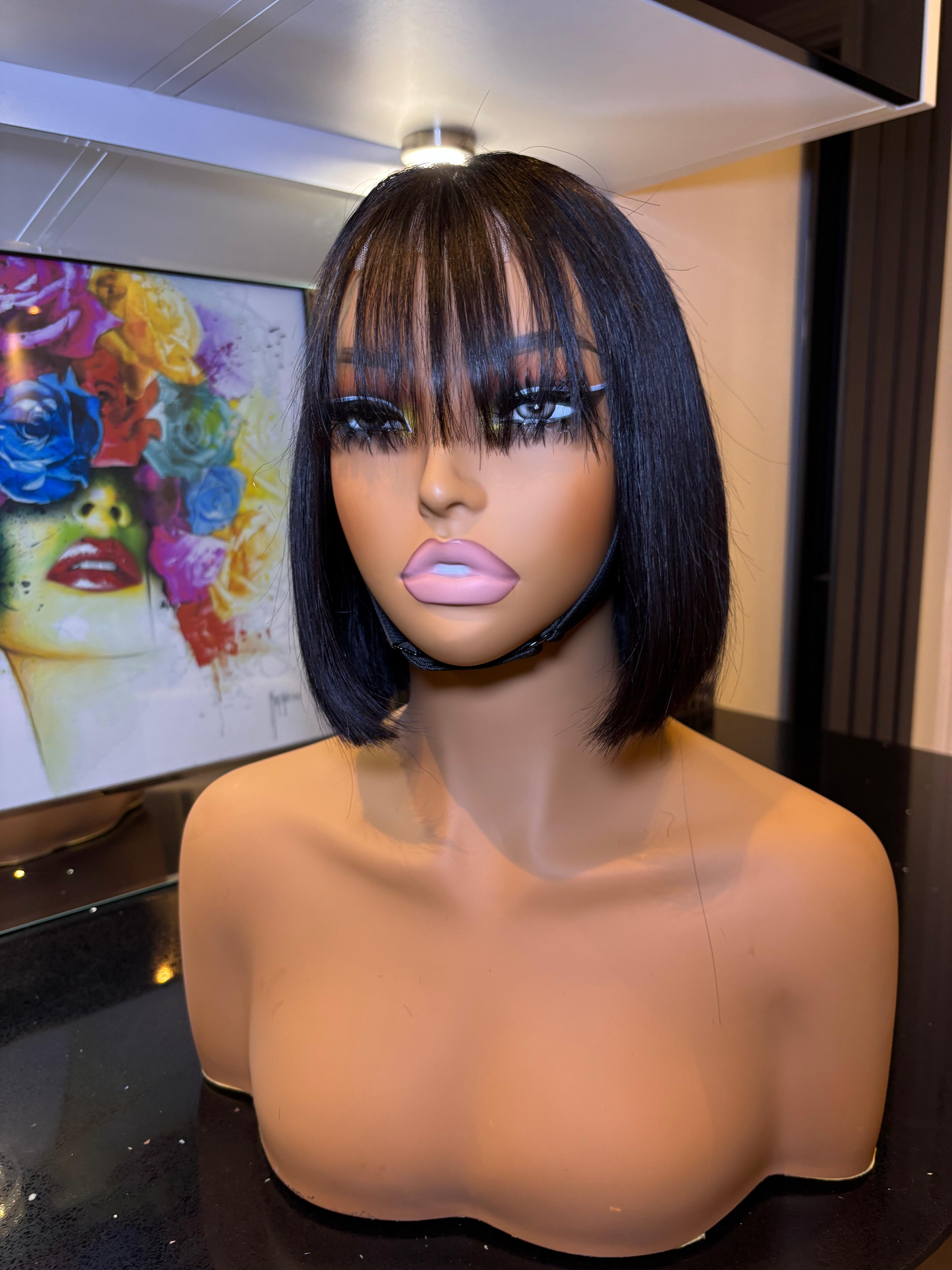 Bone Straight Fringe Bob Wig