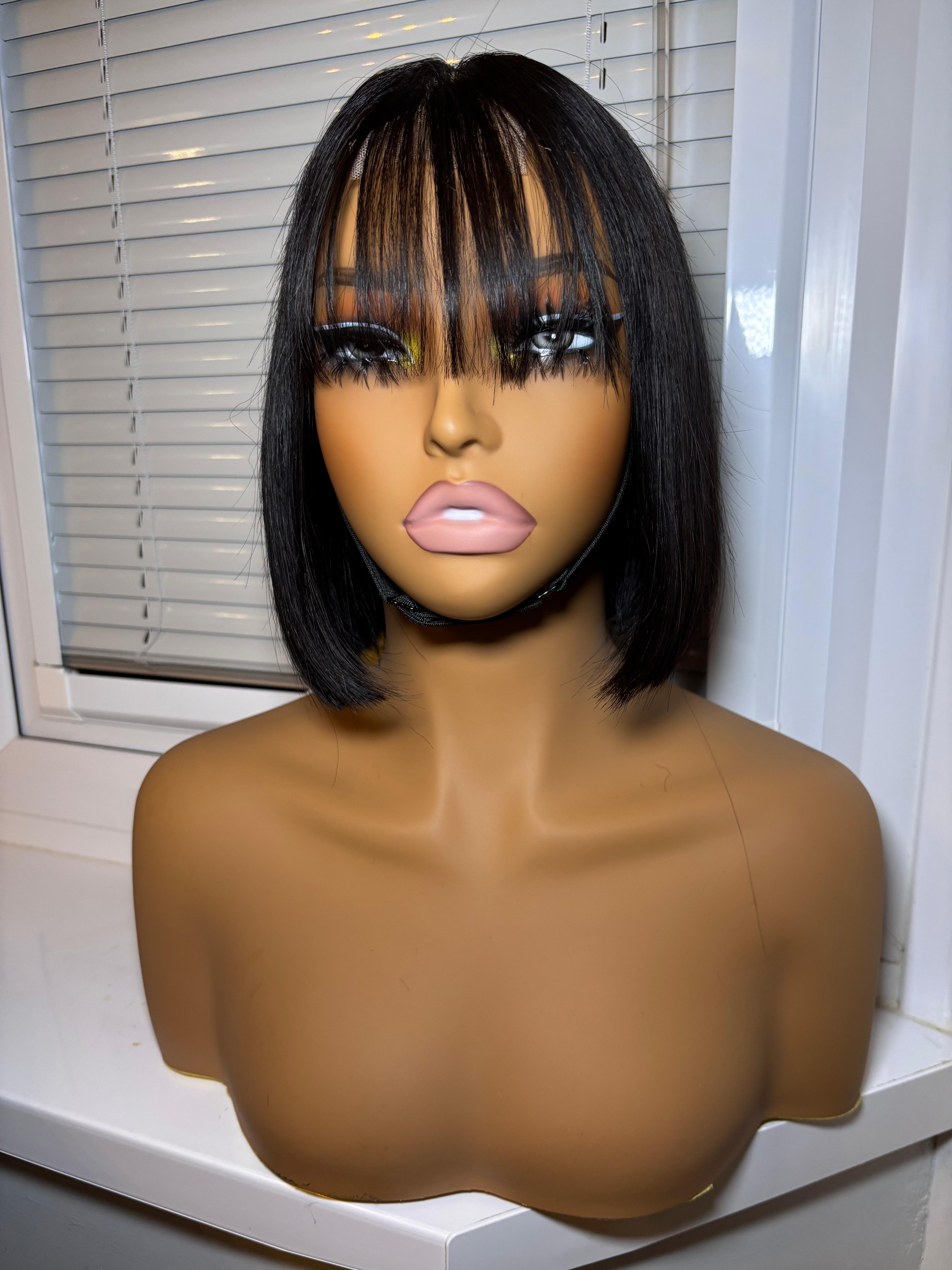 Bone Straight Fringe Bob Wig