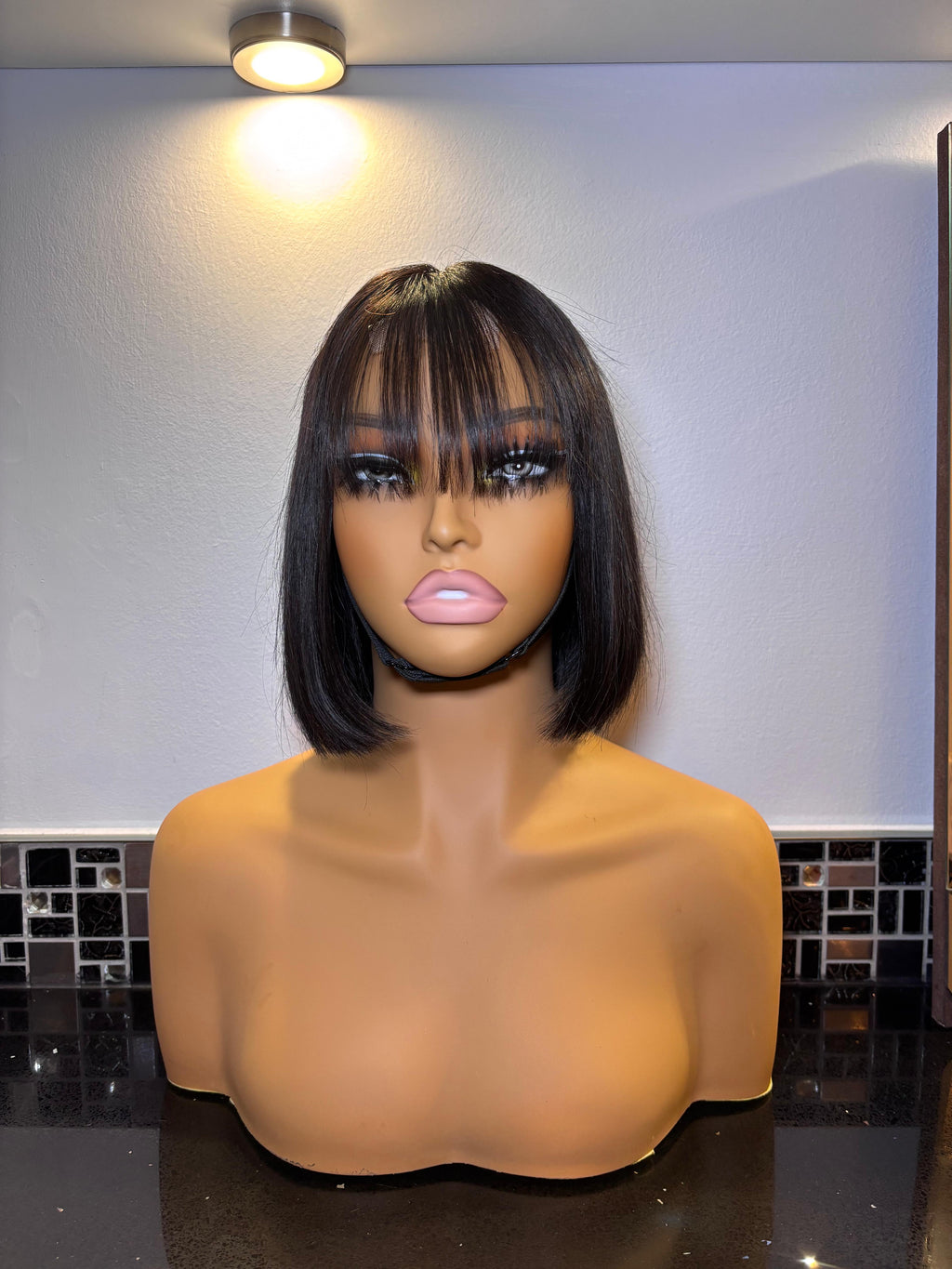 Bone Straight Fringe Bob Wig
