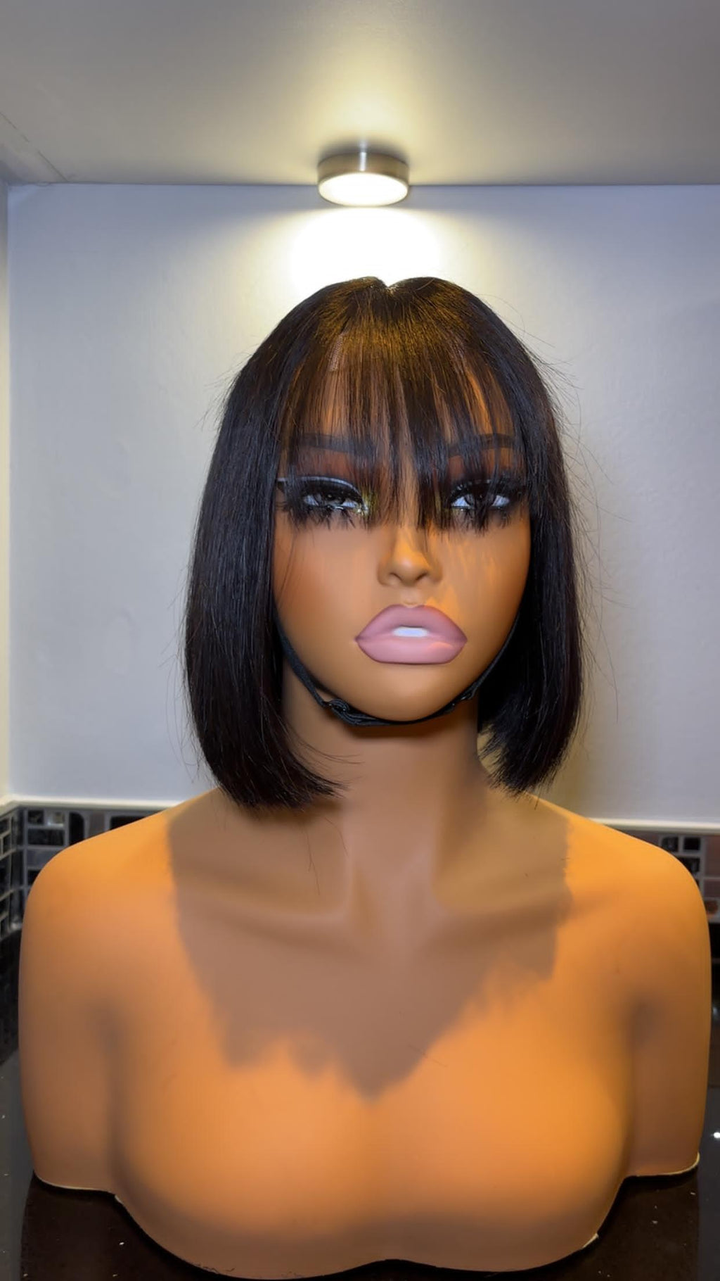 Bone Straight Fringe Bob Wig