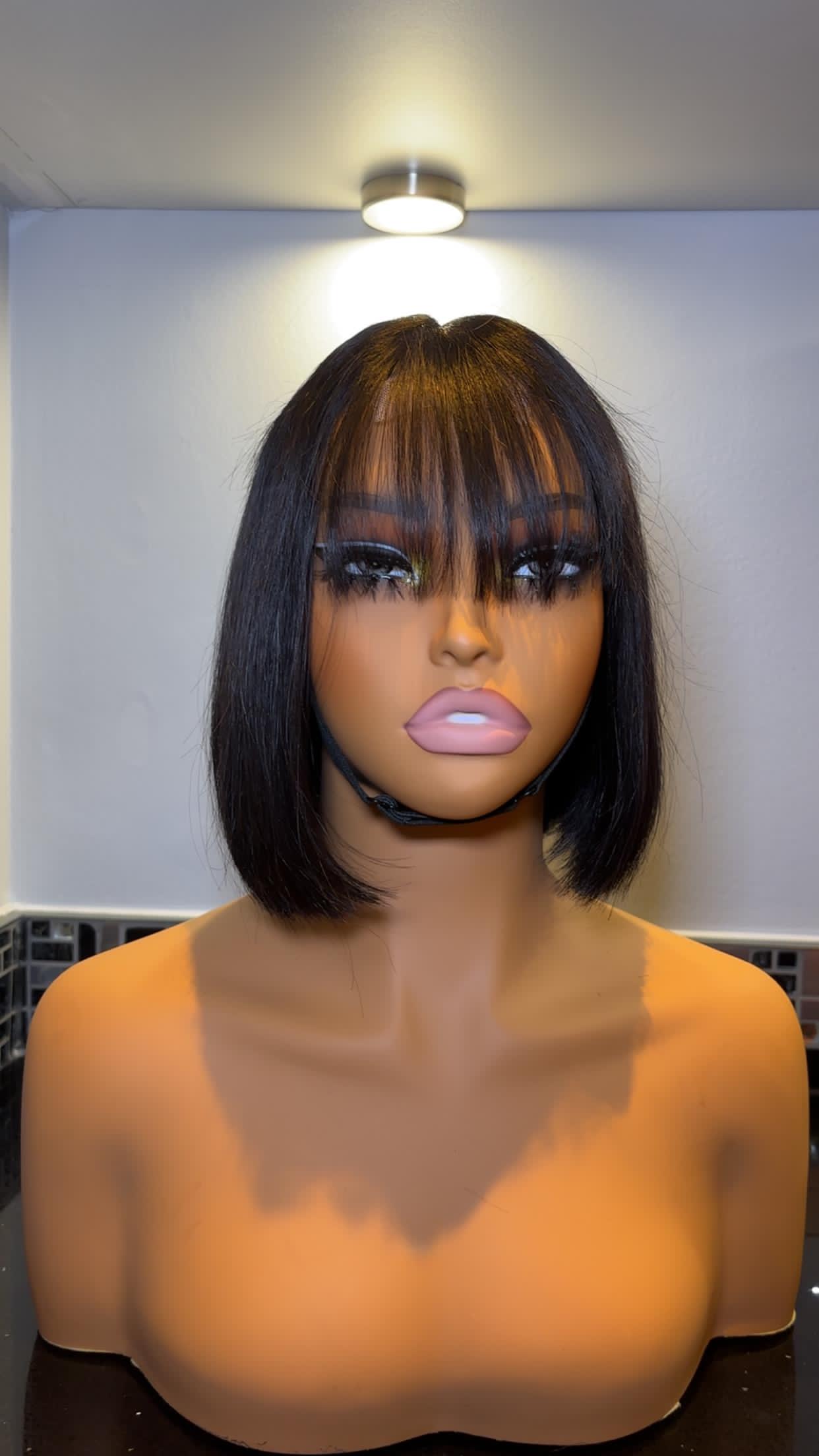 Bone Straight Fringe Bob Wig