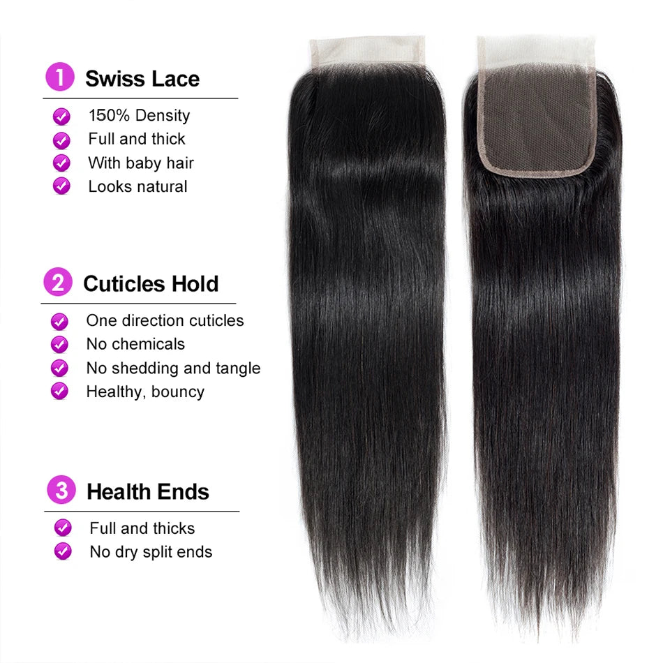 Straight Human Hair Lace Closure