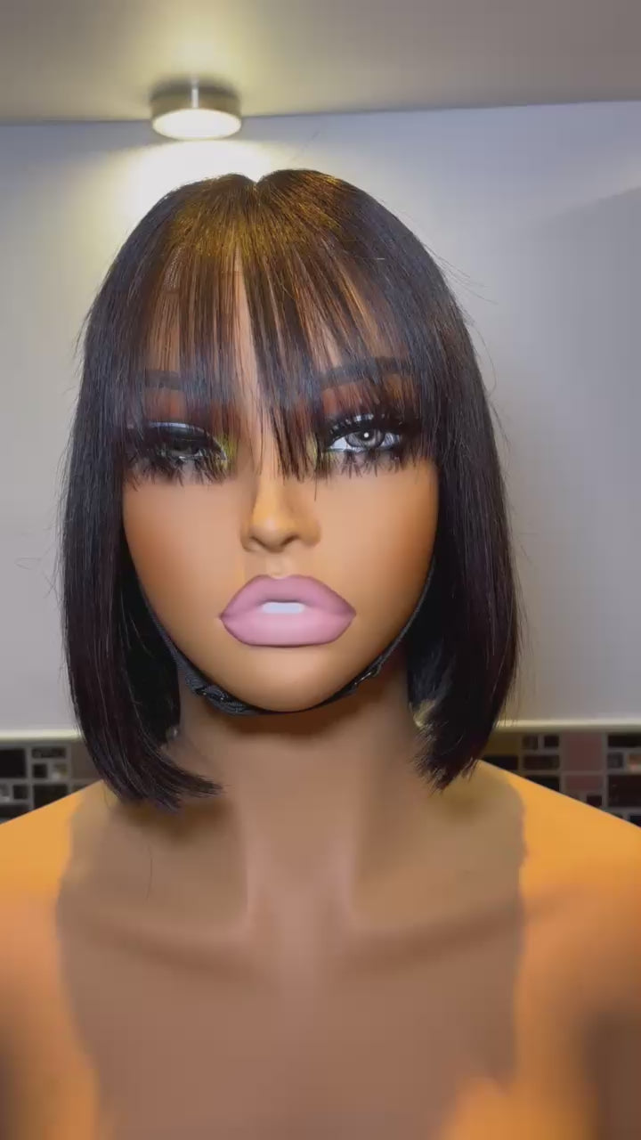 Bone Straight Fringe Bob Wig