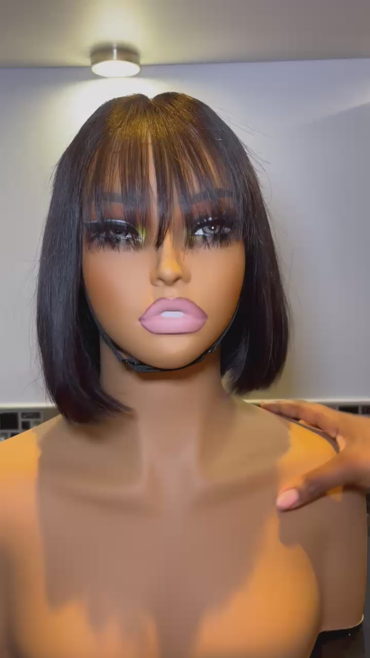 Bone Straight Fringe Bob Wig