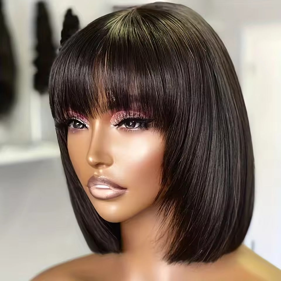 Bone Straight Fringe Bob Wig